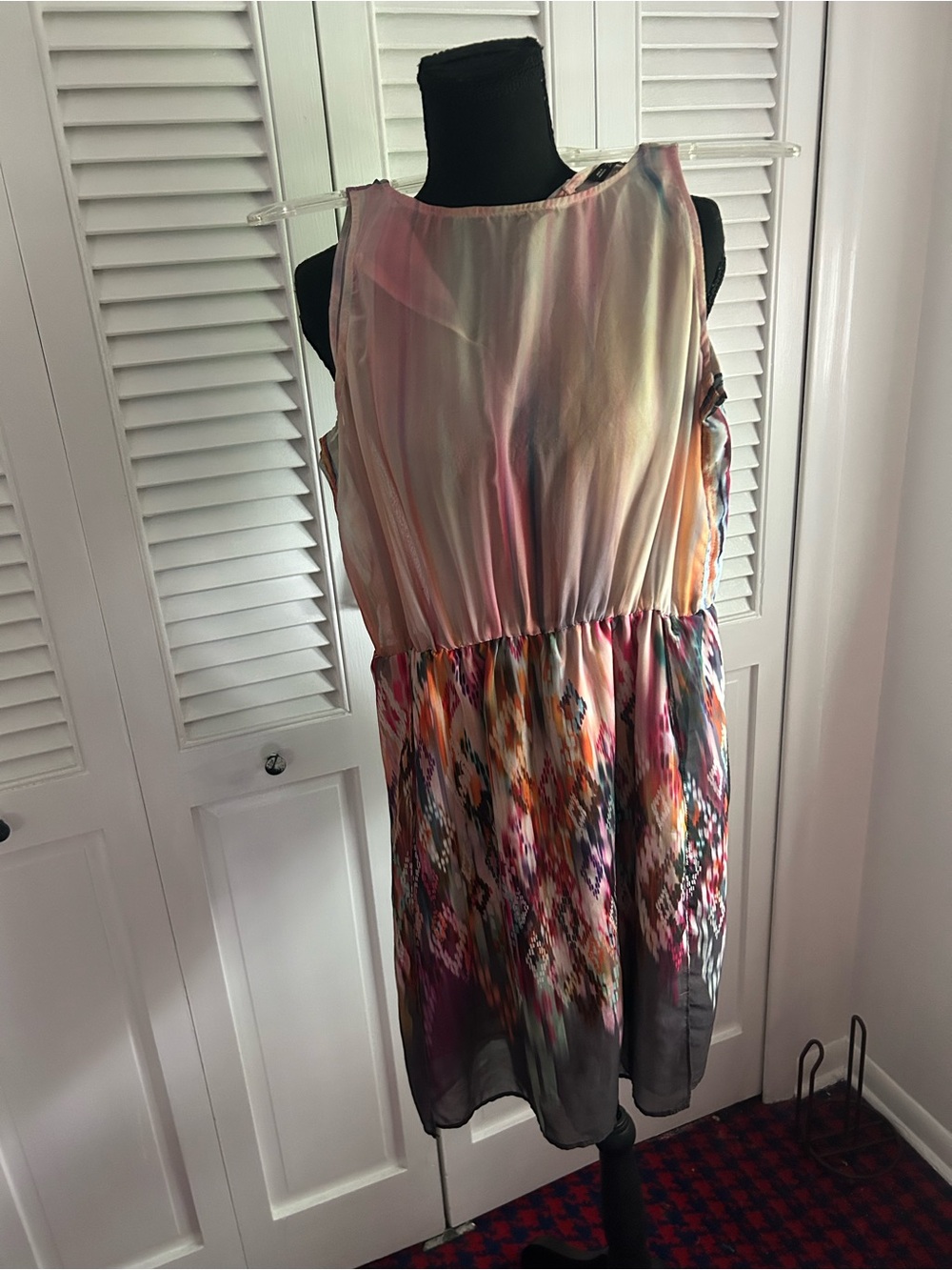 Mango Sleeveless Midi Dress in Pastel Pink, Peach & Purple Floral